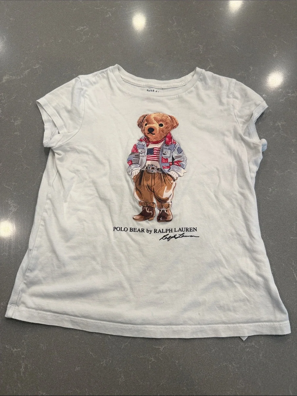 Ralph Lauren White Kids Polo Bear Graphic Tee